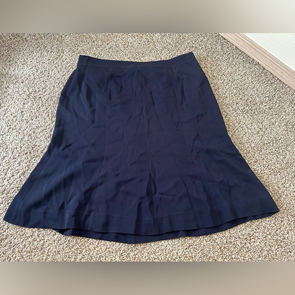 Tory Burch Piera Skirt Navy Lined Back Zip Business Preppy Rayon Women’s Size 12